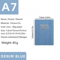 Available 2025 A7 English planner portable mini cross-border schedule 365-day daily planner small book
