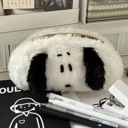 Student stationery bag cream junior high school trend cute Korean version white high-value pencil bag plush girl heart canvas